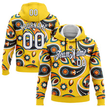 Load image into Gallery viewer, Custom Stitched Yellow White-Navy 3D Pattern Design Ethnic Paisley Floral Bandana Sports Pullover Sweatshirt Hoodie
