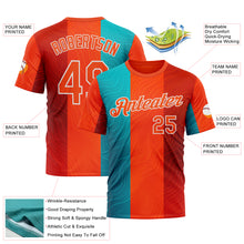 Laden Sie das Bild in den Galerie-Viewer, Custom Orange Blue-White 3D Pattern Design Neon Stripe Sportswear Performance T-Shirt
