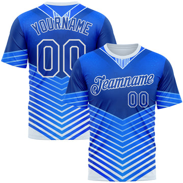 Custom Blue Thunder Blue-White 3D Pattern Design Argentina Arrow Sport Wear Performance T-Shirt