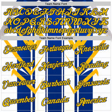 Загрузить изображение в средство просмотра галереи, Custom White Yellow Blue-Navy 3D Pattern Design Geometric Shape Stripe Sport Wear Performance T-Shirt

