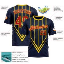 Загрузить изображение в средство просмотра галереи, Custom Blue Red-Yellow 3D Pattern Design Milan Stripe Sport Wear Performance T-Shirt
