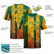 Загрузить изображение в средство просмотра галереи, Custom Green Yellow-Kelly Green 3D Pattern Design Brazil Stripe Sport Wear Performance T-Shirt
