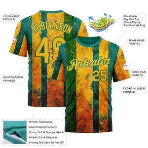 Custom Green Yellow-Kelly Green 3D Pattern Design Brazil Stripe Sport Wear Performance T-Shirt