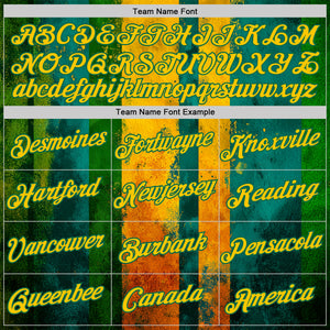 Custom Green Yellow-Kelly Green 3D Pattern Design Brazil Stripe Sport Wear Performance T-Shirt