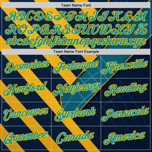 Custom Blue Teal-Yellow 3D Pattern Design Brazil Geometric Shape Sport Wear Performance T-Shirt