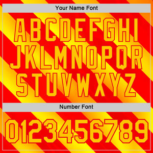 Custom Red Yellow-Fire Red 3D Pattern Design Spain Stripe Sport Wear Performance T-Shirt