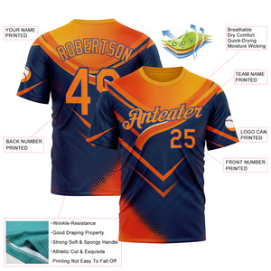 Custom Yellow Bay Orange Blue-Royal 3D Pattern Design Neon Arrow Sport Wear Performance T-Shirt