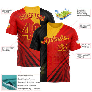 Custom Red Black-Yellow 3D Pattern Design Germany Sport Wear Performance T-Shirt