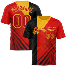 Загрузить изображение в средство просмотра галереи, Custom Red Black-Yellow 3D Pattern Design Germany Sport Wear Performance T-Shirt
