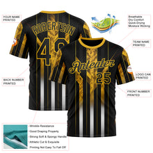 Загрузить изображение в средство просмотра галереи, Custom Black Yellow 3D Pattern Design Germany Stripe Sport Wear Performance T-Shirt

