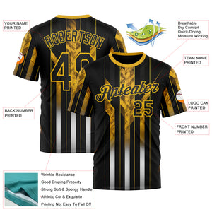 Custom Black Yellow 3D Pattern Design Germany Stripe Sport Wear Performance T-Shirt