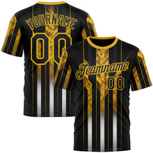 Загрузить изображение в средство просмотра галереи, Custom Black Yellow 3D Pattern Design Germany Stripe Sport Wear Performance T-Shirt
