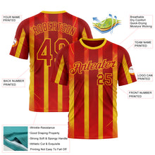 Загрузить изображение в средство просмотра галереи, Custom Red Yellow 3D Pattern Design Spain Stripe Sport Wear Performance T-Shirt
