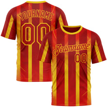 Загрузить изображение в средство просмотра галереи, Custom Red Yellow 3D Pattern Design Spain Stripe Sport Wear Performance T-Shirt
