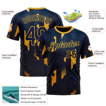 Загрузить изображение в средство просмотра галереи, Custom Blue Navy-Yellow 3D Pattern Design Geometric Shape Stripe Sport Wear Performance T-Shirt
