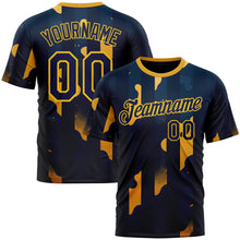 Загрузить изображение в средство просмотра галереи, Custom Blue Navy-Yellow 3D Pattern Design Geometric Shape Stripe Sport Wear Performance T-Shirt
