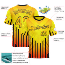 Загрузить изображение в средство просмотра галереи, Custom Yellow Red-Black 3D Pattern Design Gradient Geometric Shape Stripe Sport Wear Performance T-Shirt
