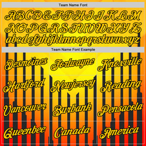 Custom Yellow Red-Black 3D Pattern Design Gradient Geometric Shape Stripe Sport Wear Performance T-Shirt