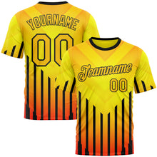 Загрузить изображение в средство просмотра галереи, Custom Yellow Red-Black 3D Pattern Design Gradient Geometric Shape Stripe Sport Wear Performance T-Shirt
