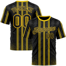 Загрузить изображение в средство просмотра галереи, Custom Black Yellow 3D Pattern Design Germany Stripe Sport Wear Performance T-Shirt
