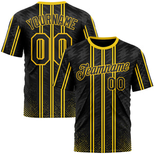 Custom Black Yellow 3D Pattern Design Germany Stripe Sport Wear Performance T-Shirt