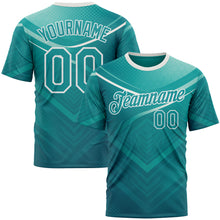 Загрузить изображение в средство просмотра галереи, Custom Green Teal-White 3D Pattern Design Arrow Sport Wear Performance T-Shirt
