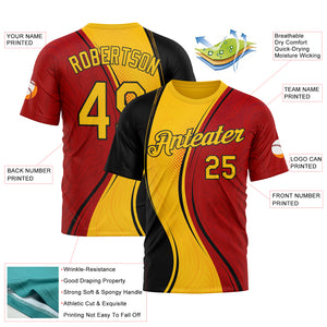 Custom Red Yellow-White 3D Pattern Design Germany Sport Wear Performance T-Shirt