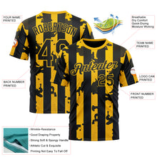Загрузить изображение в средство просмотра галереи, Custom Yellow Black 3D Pattern Design Stripe Sport Wear Performance T-Shirt
