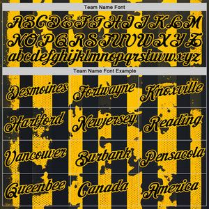 Custom Yellow Black 3D Pattern Design Stripe Sport Wear Performance T-Shirt