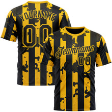 Загрузить изображение в средство просмотра галереи, Custom Yellow Black 3D Pattern Design Stripe Sport Wear Performance T-Shirt
