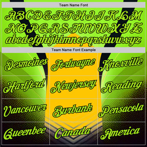 Custom Green Neon Green Yellow-Black 3D Pattern Design Color Block Arrow Sport Wear Performance T-Shirt