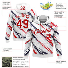 Загрузить изображение в средство просмотра галереи, Custom Stitched White Red-Navy 3D Pattern Design American Inspired Graffiti Splash Sports Wear Pullover Sweatshirt Hoodie
