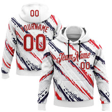 Загрузить изображение в средство просмотра галереи, Custom Stitched White Red-Navy 3D Pattern Design American Inspired Graffiti Splash Sports Wear Pullover Sweatshirt Hoodie
