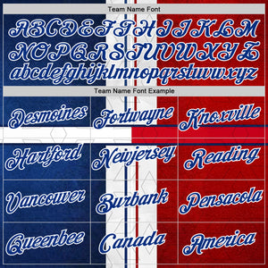 Custom Stitched White Royal Blue-Red 3D Pattern Design American Inspired Geometric Shape Sports Wear Pullover Sweatshirt Hoodie