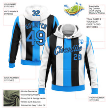 Load image into Gallery viewer, Custom Stitched White Powder Blue Black-Blue 3D Pattern Design Argentine Inspired Stripe Sports Wear Pullover Sweatshirt Hoodie
