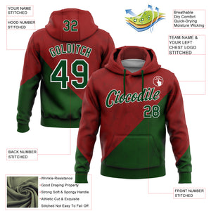 Custom Stitched Red Green-White 3D Pattern Design Mexico Subtle Sports Wear Pullover Sweatshirt Hoodie