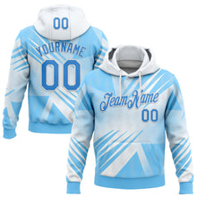 Load image into Gallery viewer, Custom Stitched White Powder Blue-Blue 3D Pattern Design Argentine Inspired Geometric Shape Sports Wear Pullover Sweatshirt Hoodie

