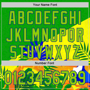 Custom Stitched Green Neon Green Yellow-Royal 3D Pattern Design Brazil Inspired Tropical Plants Sports Wear Pullover Sweatshirt Hoodie