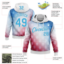 Load image into Gallery viewer, Custom Stitched White Sky Blue Red-Blue 3D Pattern Design American French Inspired Sports Wear Pullover Sweatshirt Hoodie
