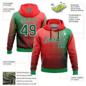 Custom Stitched Red Kelly Green-White 3D Pattern Design Mexico Subtle Sports Wear Pullover Sweatshirt Hoodie