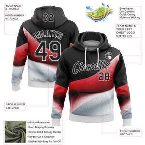 Custom Stitched Black Red-White 3D Pattern Design Germany Inspired Geometric Shape Sports Wear Pullover Sweatshirt Hoodie