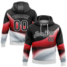 Load image into Gallery viewer, Custom Stitched Black Red-White 3D Pattern Design Germany Inspired Geometric Shape Sports Wear Pullover Sweatshirt Hoodie
