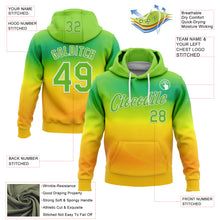 Load image into Gallery viewer, Custom Stitched Green Aurora Green Yellow-White 3D Pattern Design Brazil Inspired Gradien Line Sports Wear Pullover Sweatshirt Hoodie
