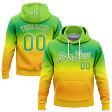 Load image into Gallery viewer, Custom Stitched Green Aurora Green Yellow-White 3D Pattern Design Brazil Inspired Gradien Line Sports Wear Pullover Sweatshirt Hoodie
