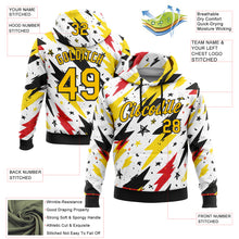 Load image into Gallery viewer, Custom Stitched White Yellow Red-Black 3D Pattern Design Germany Inspired Graffiti Sports Wear Pullover Sweatshirt Hoodie

