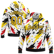 Load image into Gallery viewer, Custom Stitched White Yellow Red-Black 3D Pattern Design Germany Inspired Graffiti Sports Wear Pullover Sweatshirt Hoodie
