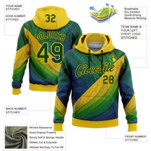 Load image into Gallery viewer, Custom Stitched Yellow Green 3D Pattern Design Brazil Inspired Tribal Sports Wear Pullover Sweatshirt Hoodie
