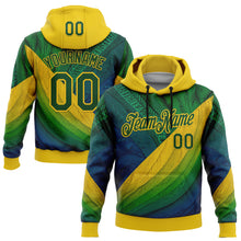 Load image into Gallery viewer, Custom Stitched Yellow Green 3D Pattern Design Brazil Inspired Tribal Sports Wear Pullover Sweatshirt Hoodie
