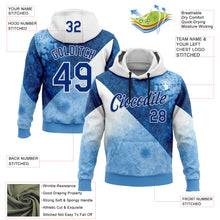 Load image into Gallery viewer, Custom Stitched Blue Royal-White 3D Pattern Design Argentine Inspired Geometric Floral Watercolor Sports Wear Pullover Sweatshirt Hoodie
