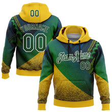Load image into Gallery viewer, Custom Stitched Yellow Green-White 3D Pattern Design Brazil Inspired Tribal Sports Wear Pullover Sweatshirt Hoodie
